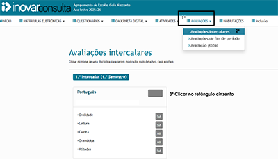Aviso importante | Avaliação Intercalar